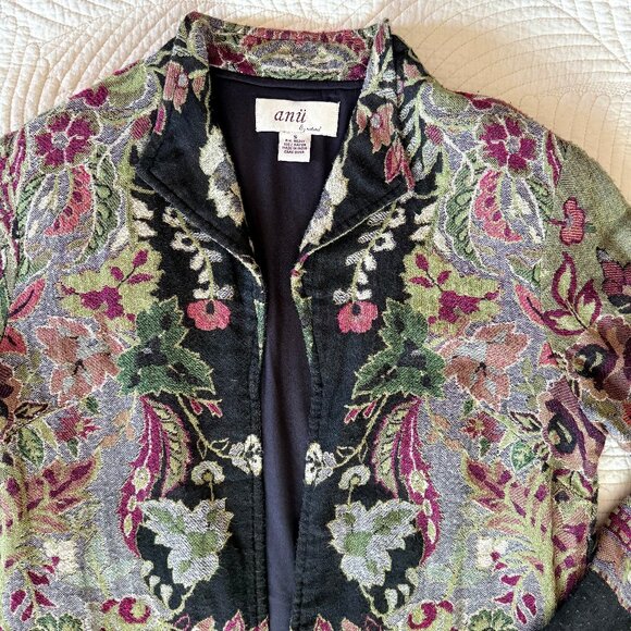 Anii by Natural Floral Tapestry Whimsigoth Open Front Long Cardigan Size S - Picture 10 of 16
